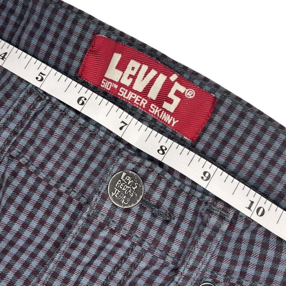 Levi's RedTab Jeans 510 Super Skinny Gingham Plaid Pants Sz 28 waist-16 Yth. - Picture 3 of 9